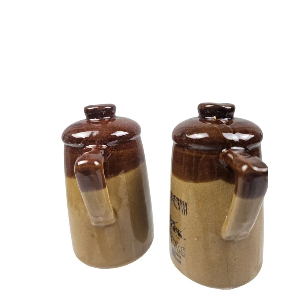 Vintage Bahamas Souvenir Ceramic Salt and Pepper Shakers Pitcher Brown Tan 4in